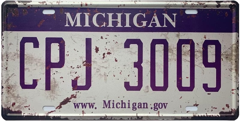 ROOKOPR Michigan License Plate Aluminum Novelty Car Decor License Plates 12"x6" Front of Car Decorative Retro Rusty License Plate for Men Women Car-22 - Image 1